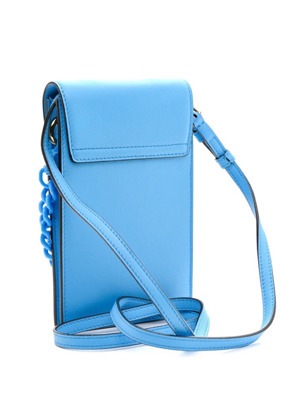 Versace La Medusa Leather Phone Crossbody Bag Blue Chain Strap Card Holder Italy - Picture 3 of 16